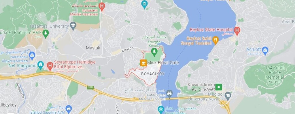 موقع منطقة اميرجان في اسطنبول